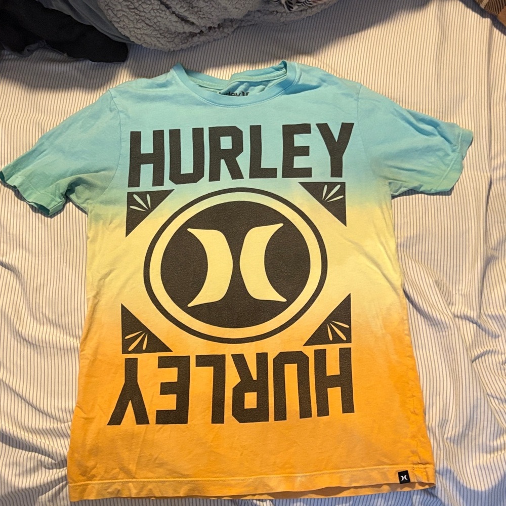 Hurley Teal and Mustard Graphic Tee
